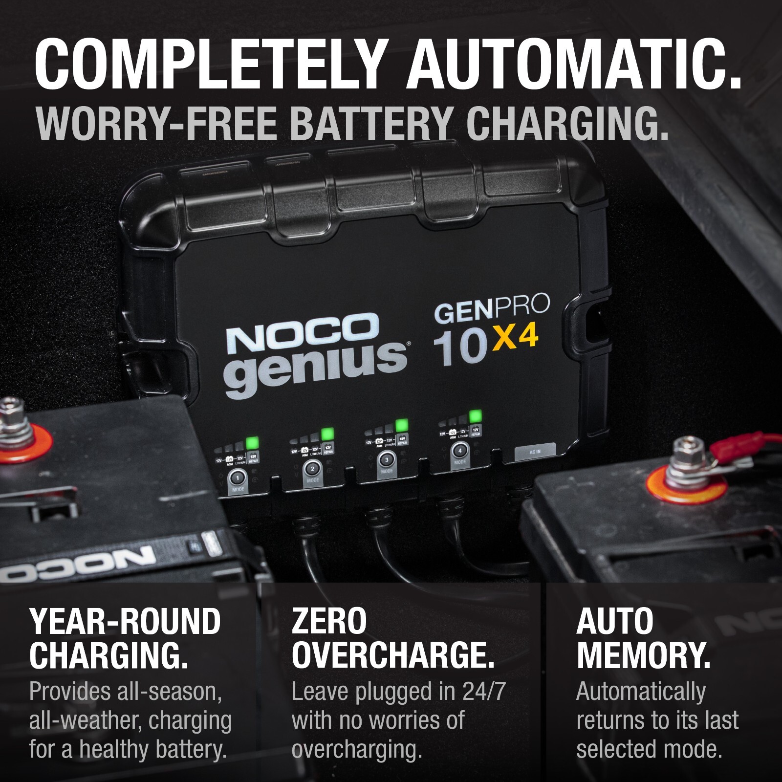 NOCO Genius GENPRO10X4 4-Bank 40A (10A/Bank) 12V Onboard Marine Battery Charger