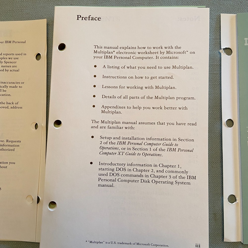IBM PC Computer Professional Multiplan Electronic Worksheet Microsoft 1983 V 1.1