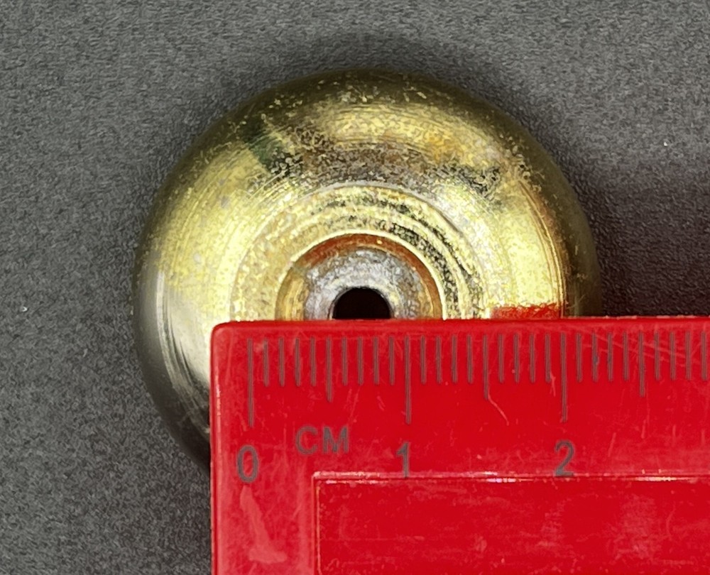 Heavy Solid Brass (Non-Magnetic) Drawer Pulls/Knobs 1" Fair to Good - NO SCREWS