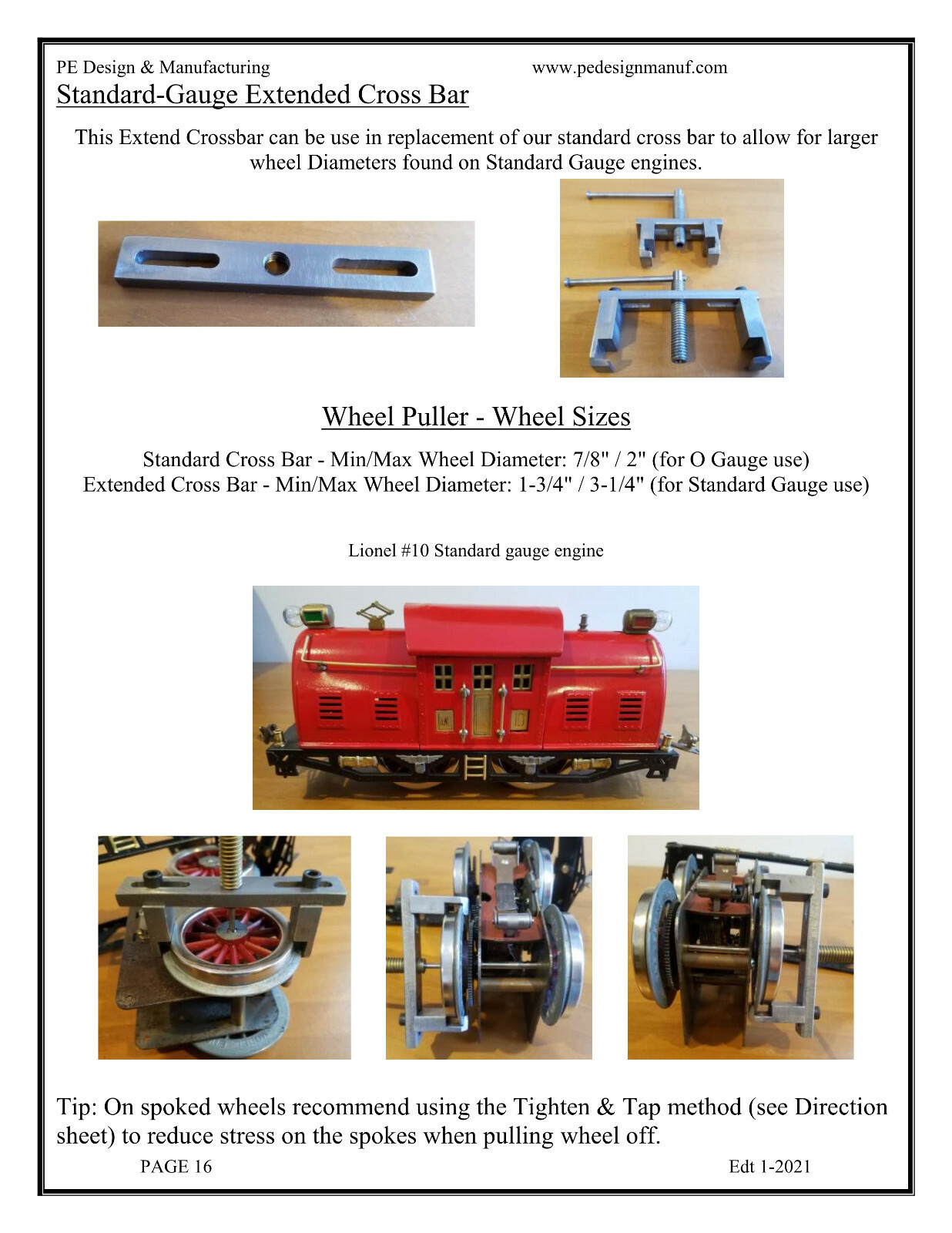 PE Design - STD & O gauge Wheel Puller w/ Standard & Special Duty Jaws Comb