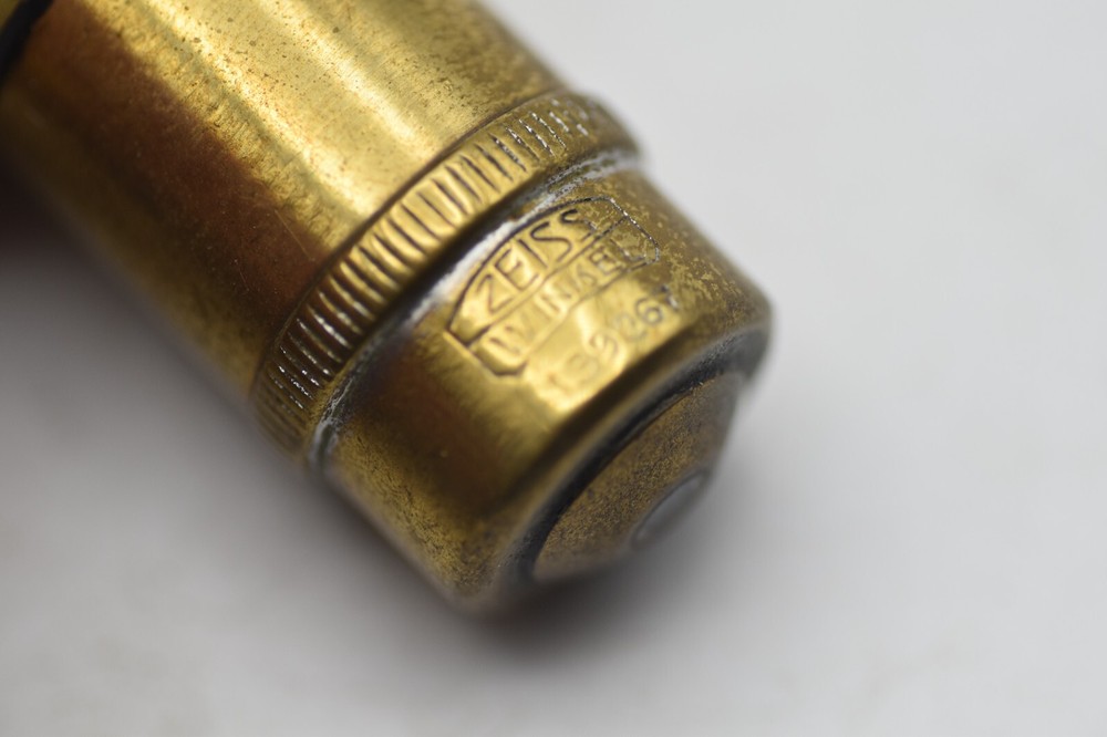 ANTIQUE BRASS MICROSCOPE OBJECTIVE ZEISS 42 AP 0.85