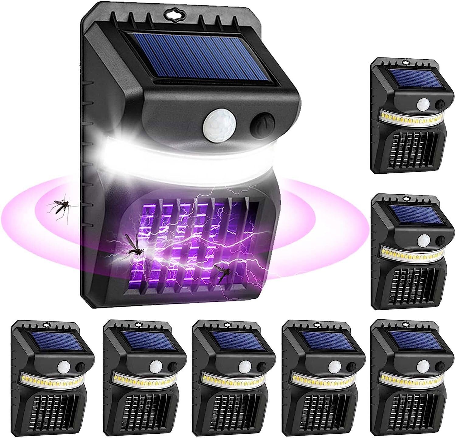 Solar Power Outdoor Mosquito Insect Killer LED Light Trap Fly Bug Zapper Lamps