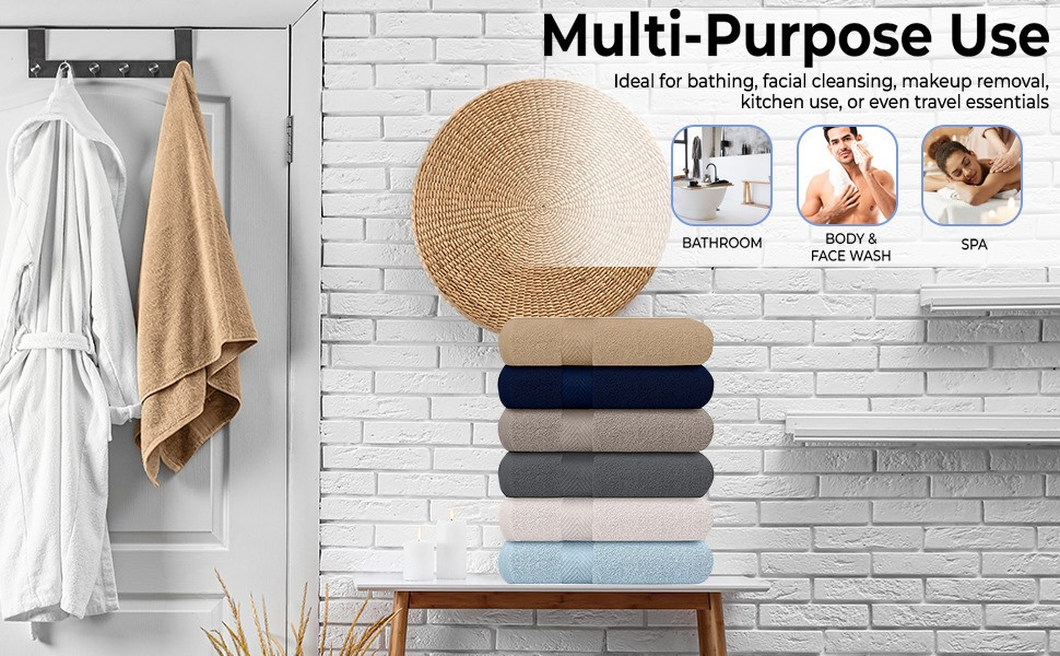 Cotton Bath Towel Set - 6 Pack