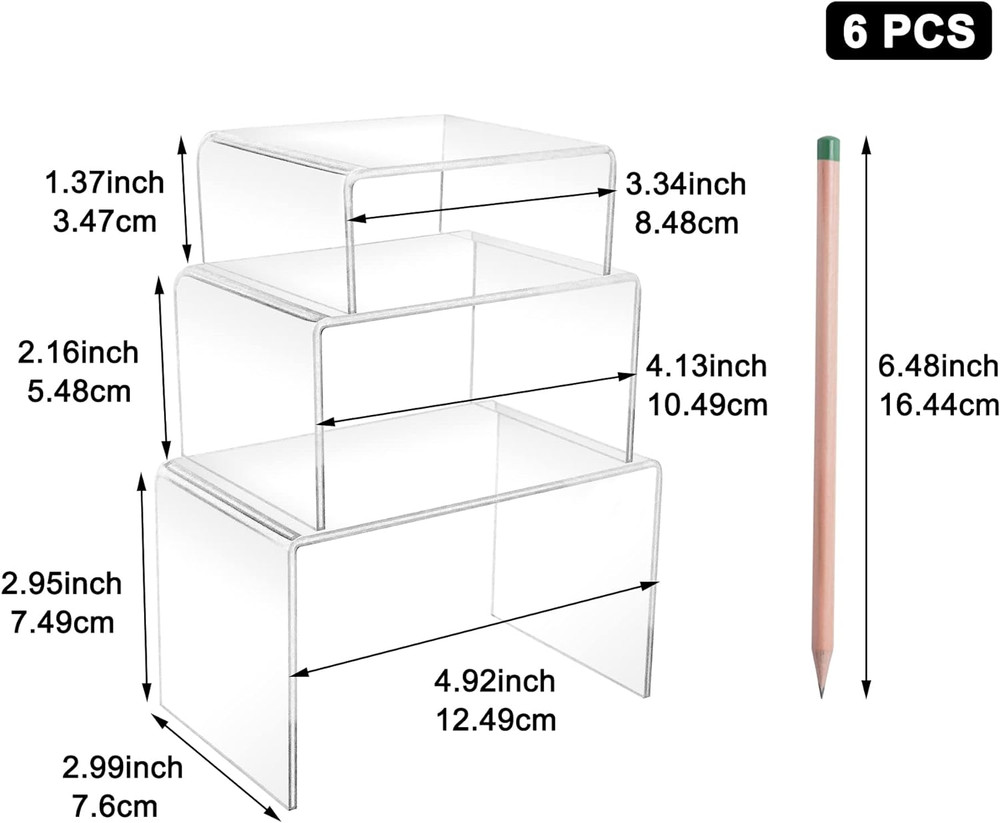 2 Sets Acrylic Display Risers 3 4 5 Inch Clear Cupcake Stand 6PCS