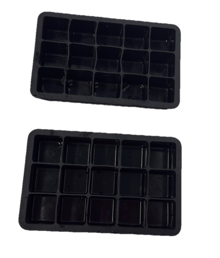 Silicone Ice Cube Trays 2 Pack Black Large Square Molds With Lids