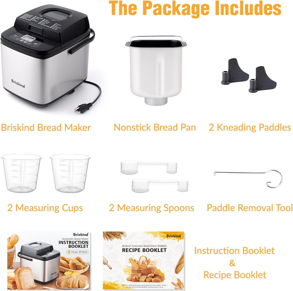 19-In-1 Compact Bread Maker Machine, 1.5 Lb / 1 Lb Loaf Small Breadmaker with Ca