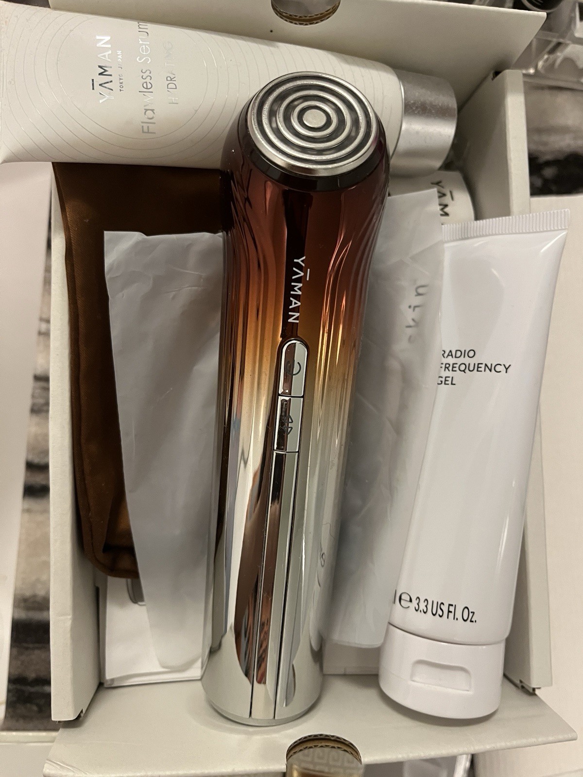 YA-MAN Facial Massager Cleansing Device Brown Silver Face Care Beauty Tool