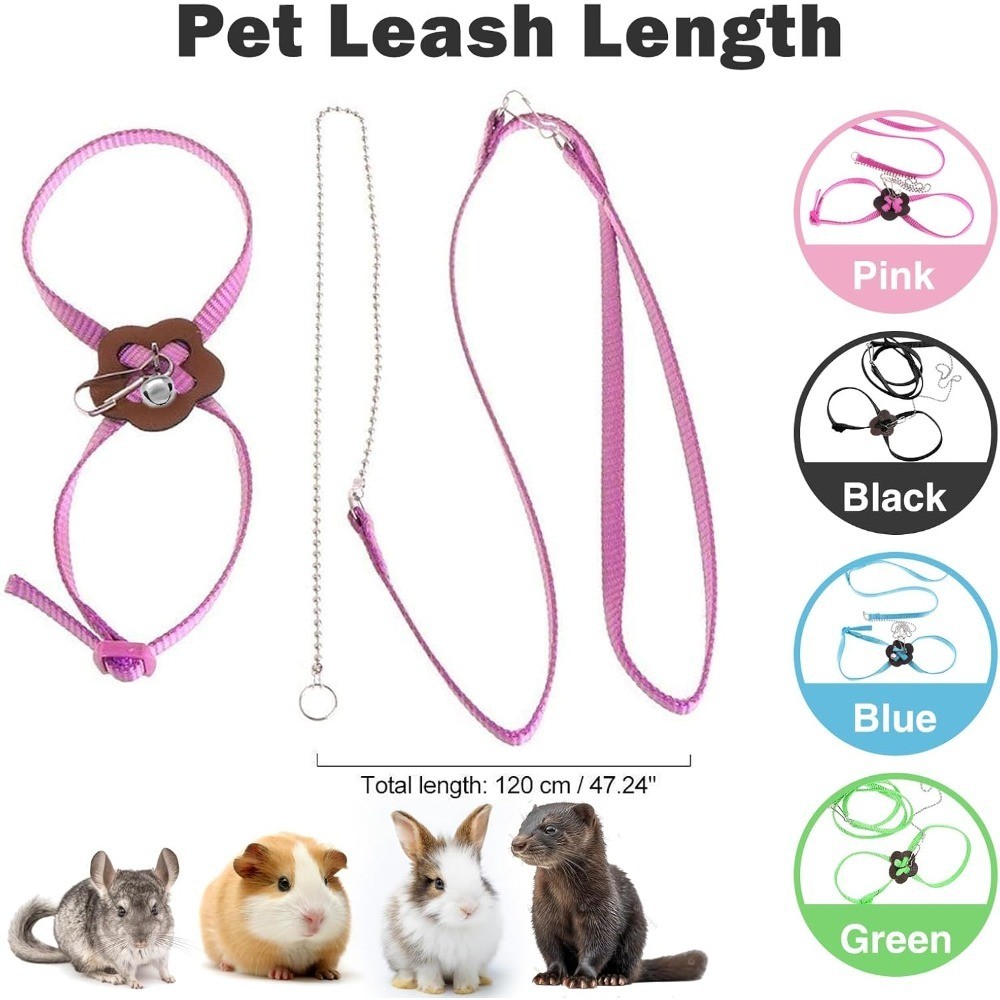 Adjustable Hamster Leash Harness for Ferret Rabbit Rat Mouse Small Pet Walking
