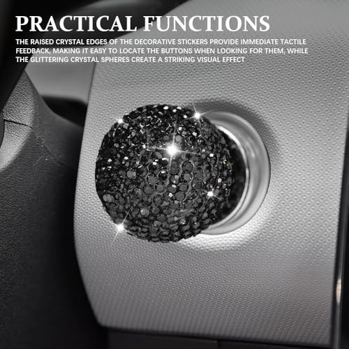 Bling Car Push Start Button Cover, Automotive Replacement Pushbutton Black