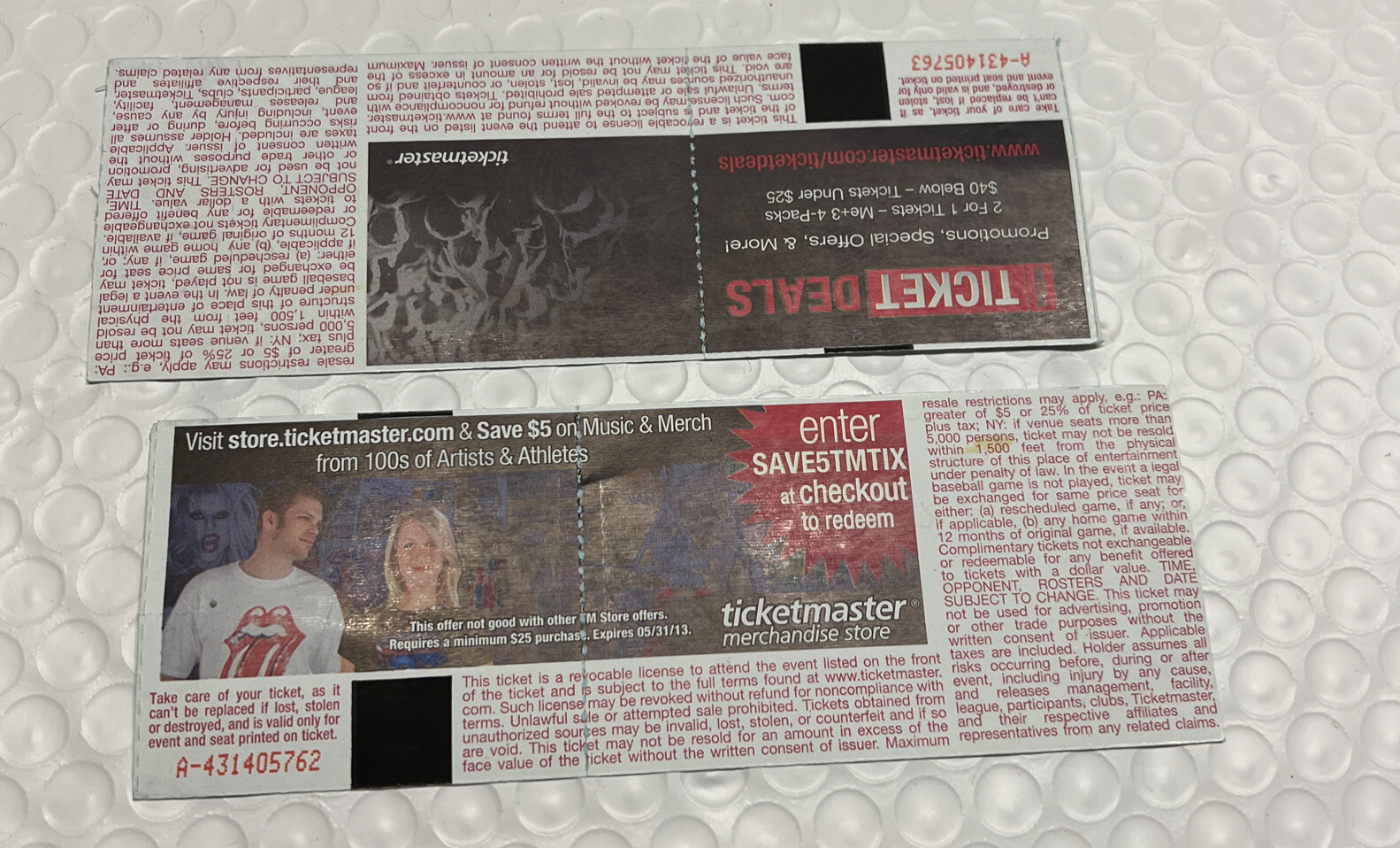 Three Doors Down Acoustic Songs From The Basement Pair Of 2 Ticket Stubs 2009