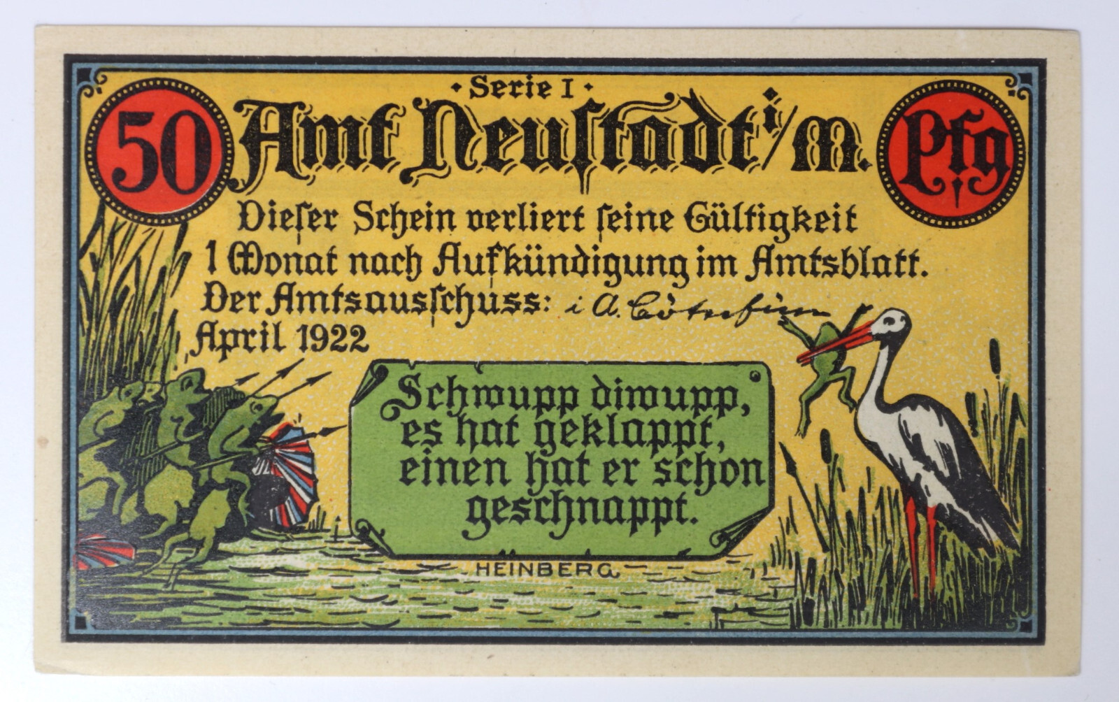 German Colonial Cameroon 50 Pfenning Note 1922