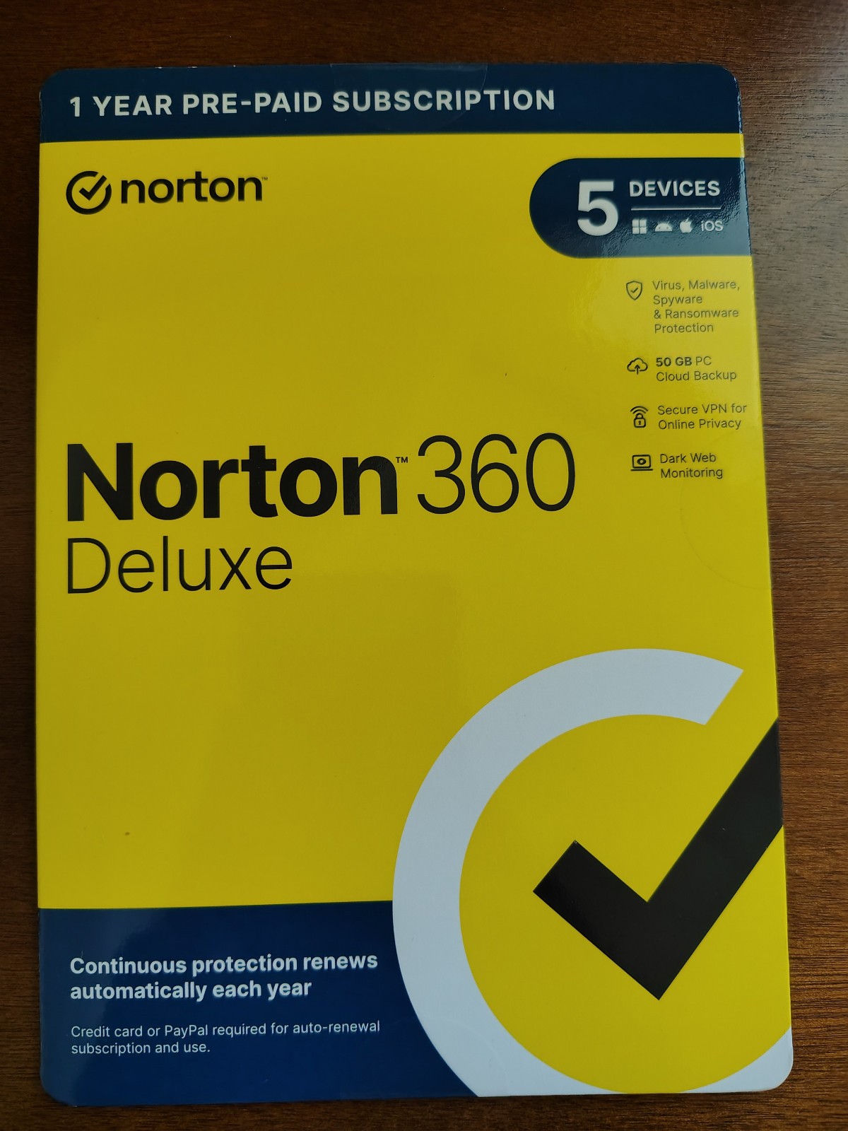 Norton 360 Deluxe for 5 Devices 1 Year Subscription 2026 Internet Security New !