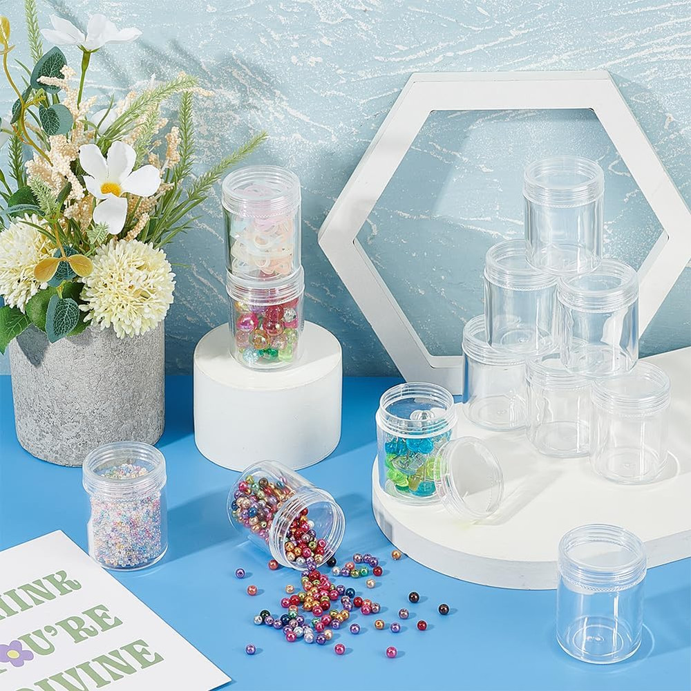 24 Pack 40Ml Clear Bead Jar Empty Plastic Storage Container 1.5X2Inch with Round