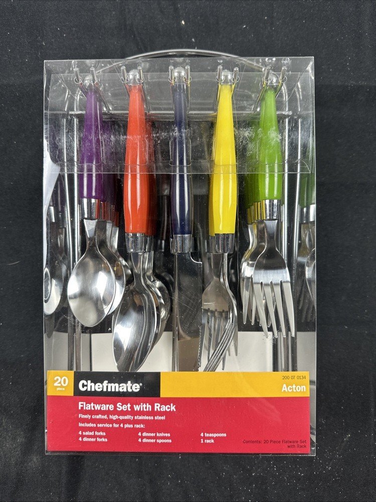 Chef Mate Flatware Set With Rack 20 Piece