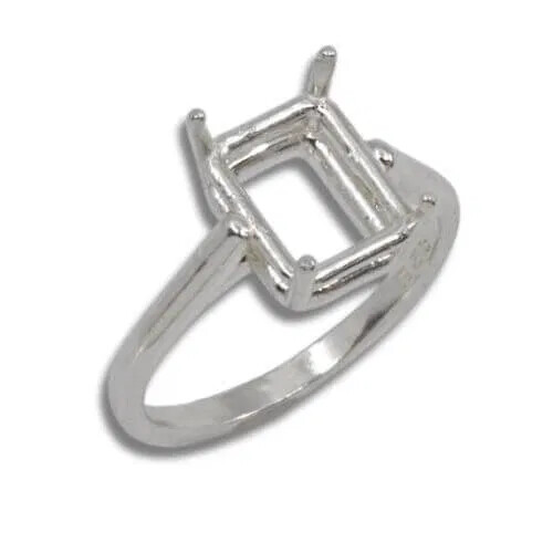 Emerald Cut Single Cathedral Pre-notched Ring Mounting