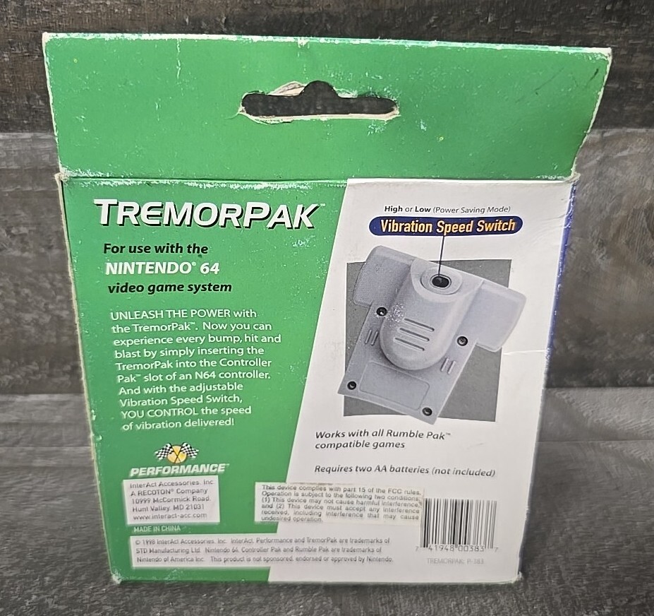 Nintendo 64 N64 Performance Tremor Pak Rumble Pack Boxed