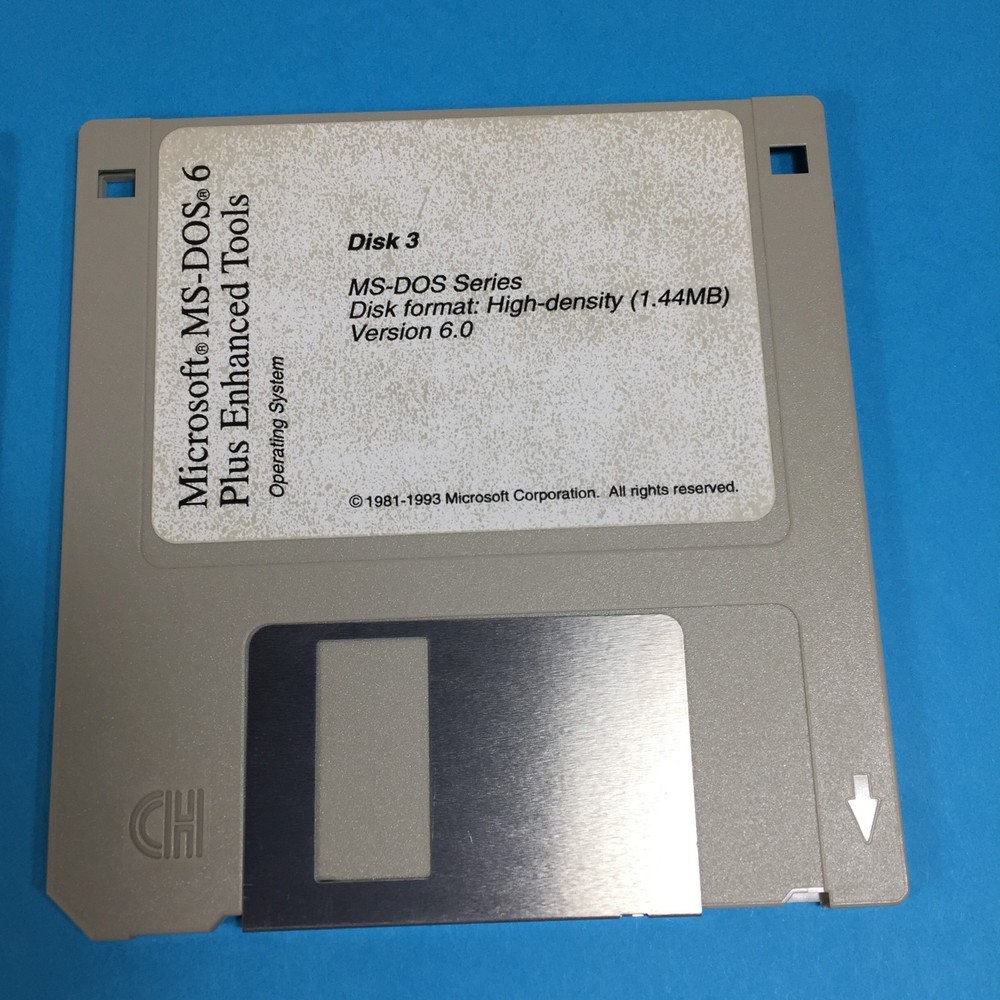 Microsoft MS-DOS v6.0 Operating System-Original 3 floppy Disks-Untested