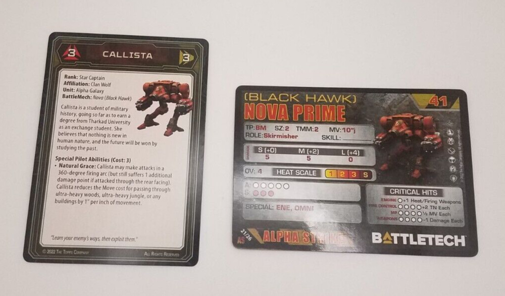 Battletech Alpha Strike - Nova (Black Hawk) *Mech & Cards*