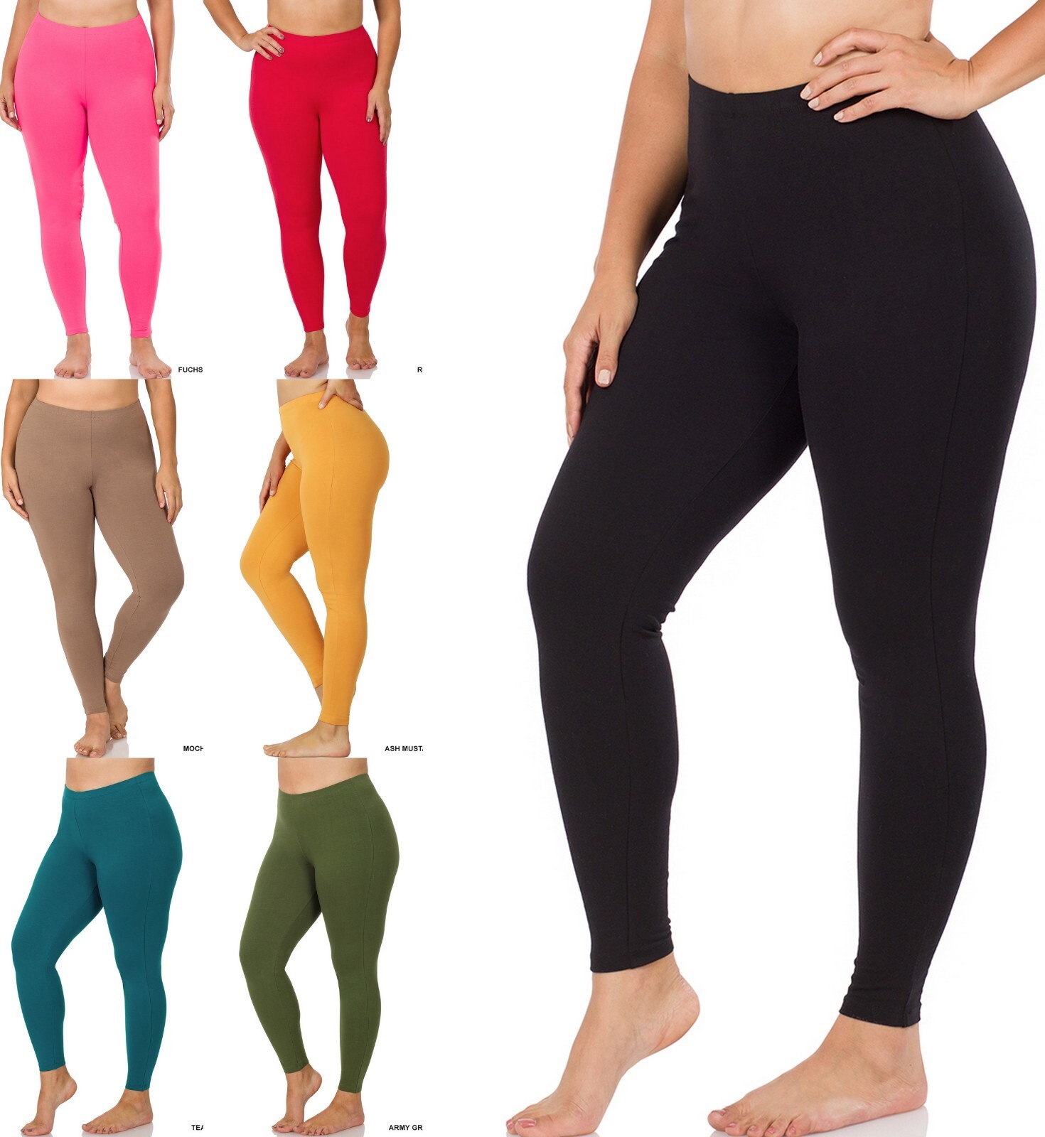 1X 2X 3X Athletic Fabric Wide Waist / Premium Cotton Long Yoga Leggings Pockets