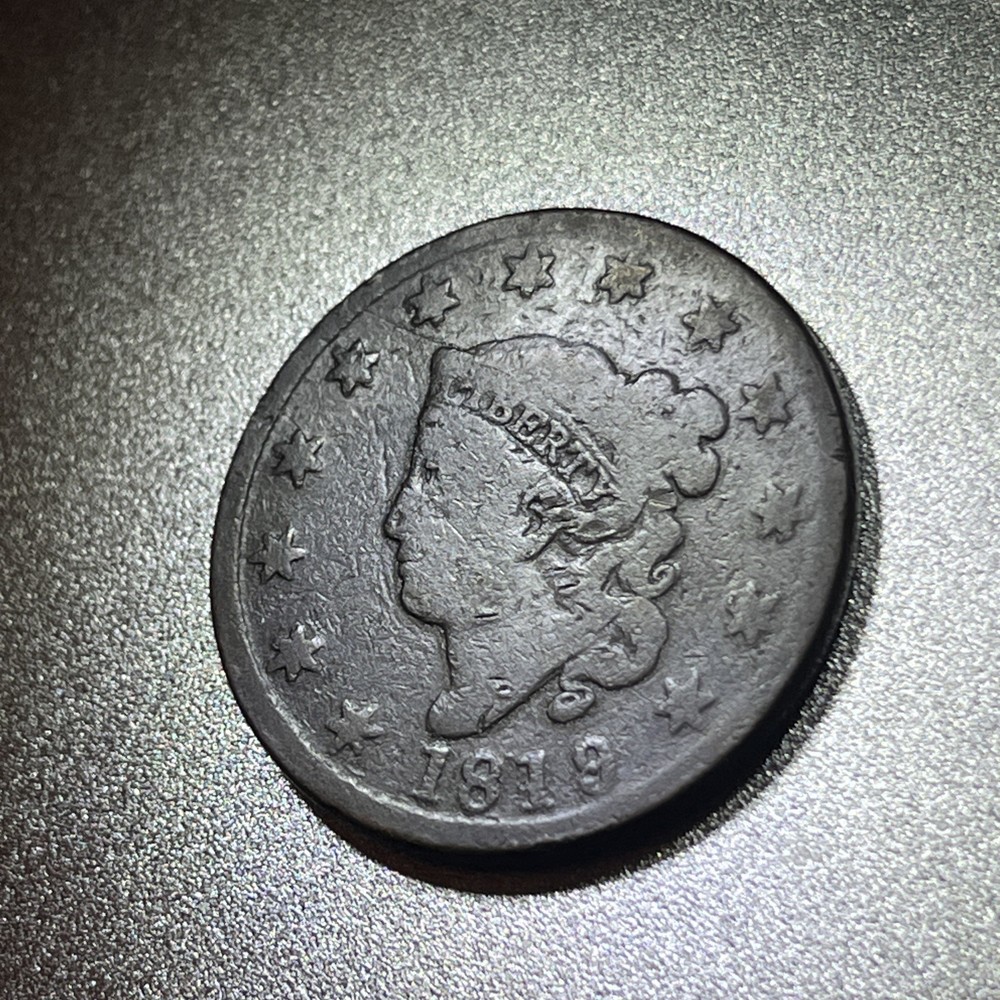 1819/8 Large Cent, Coronet Head, Over-Date