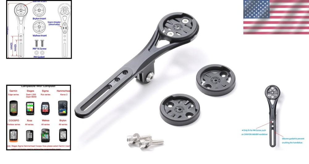 Aero Integrated Handlebar Combo Mount for Garmin Wahoo=