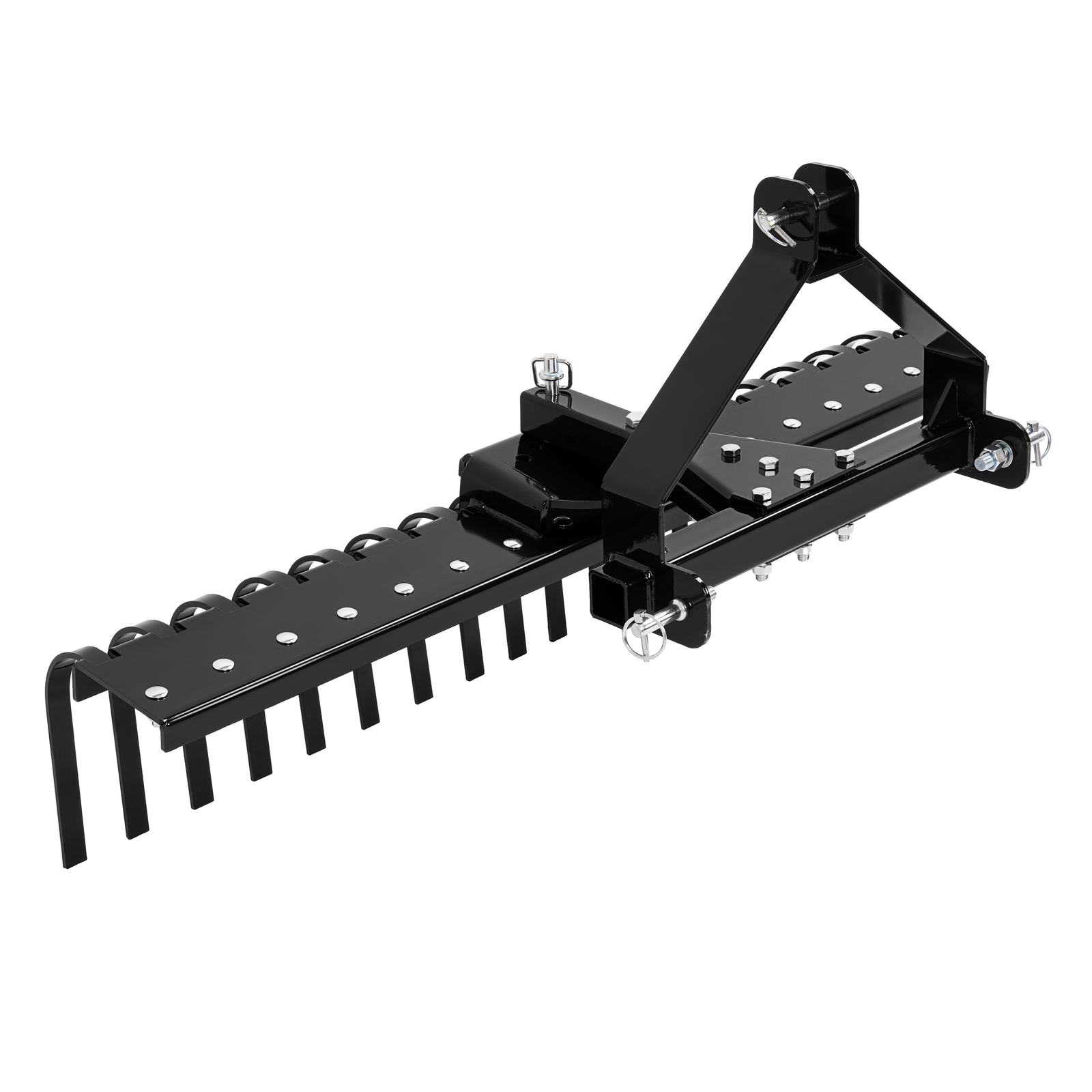 For Category-0 Tractor Hookup 5 FT Black 3-Point Landscape Rake Grass Comb