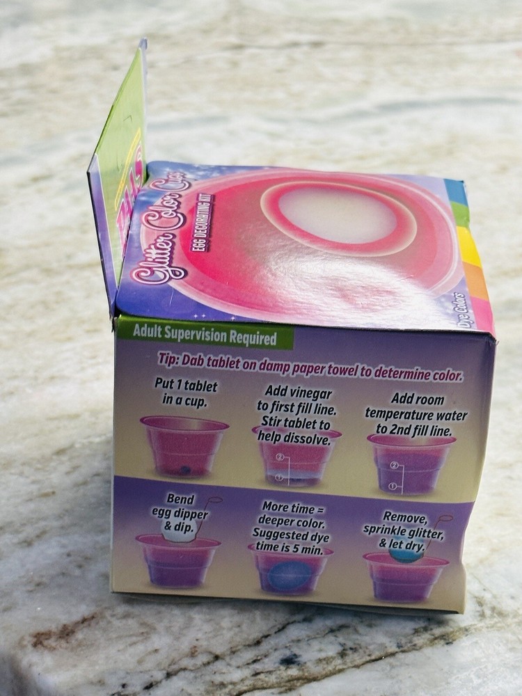 Glitter Color Cups Egg Decorating Kit PASS Dye Colors-Easter
