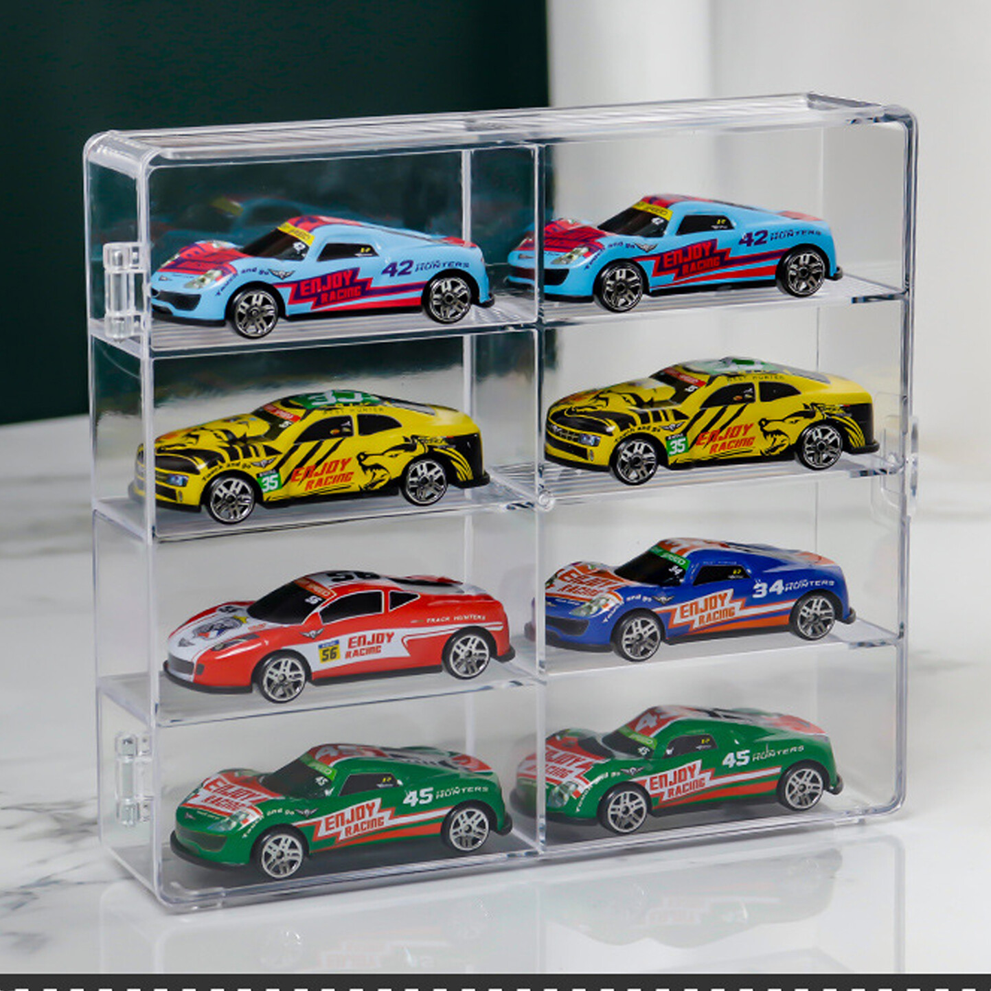 Car Display Case For 1/64 Hot Wheels Storage 8 Cars With Locking Latch Stackable