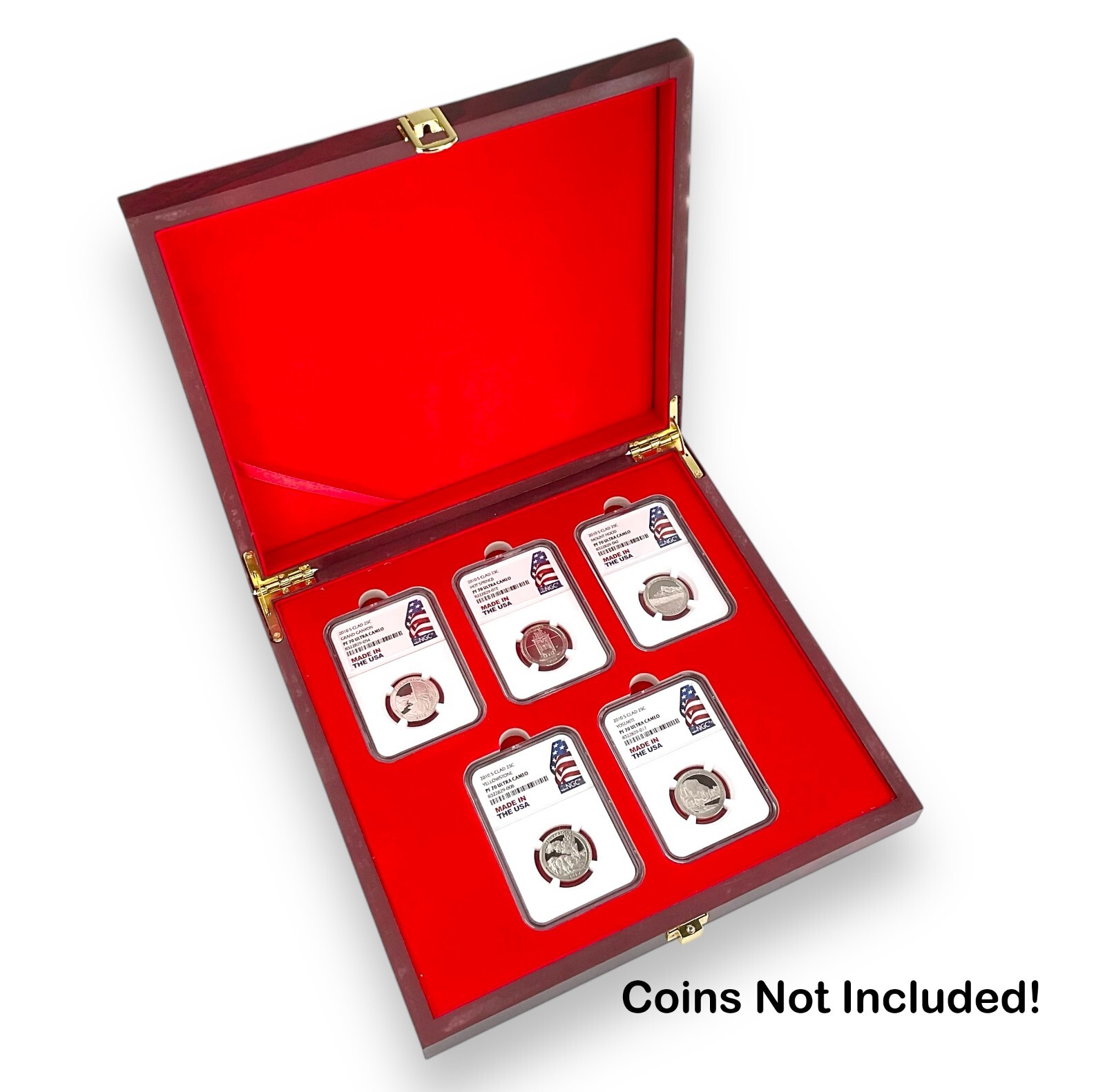 Paradise Mint Brand Wood 5 Coin Storage Box for NGC Standard Size Slabs