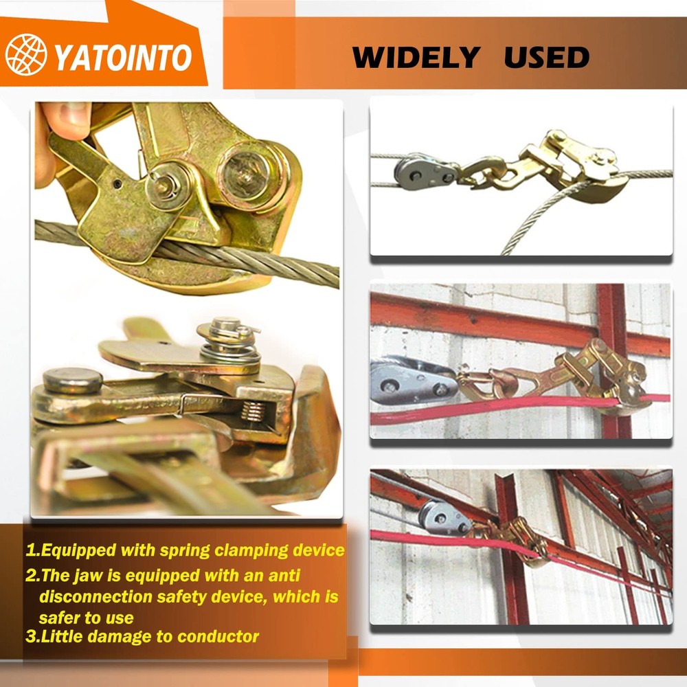 4400lb Cable Grip Steel Wire Puller 2 Ton, Cable Puller Tool for 4-22 mm Wire...