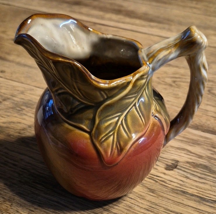 Ceramic Quart Pitcher Glazed Apple  Styled Like Majolica