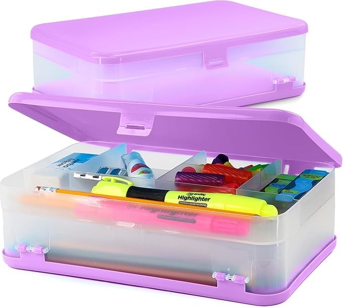 Double Deck Large Pencil Box Purple