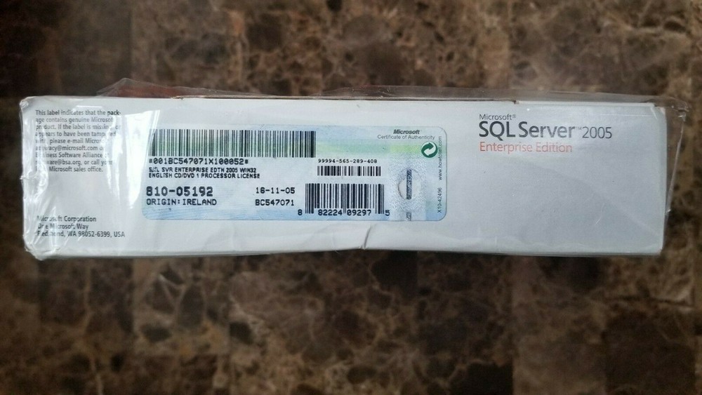 NEW SEALED Microsoft SQL Server 2005 Enterprise Edition x86 1 Processor License
