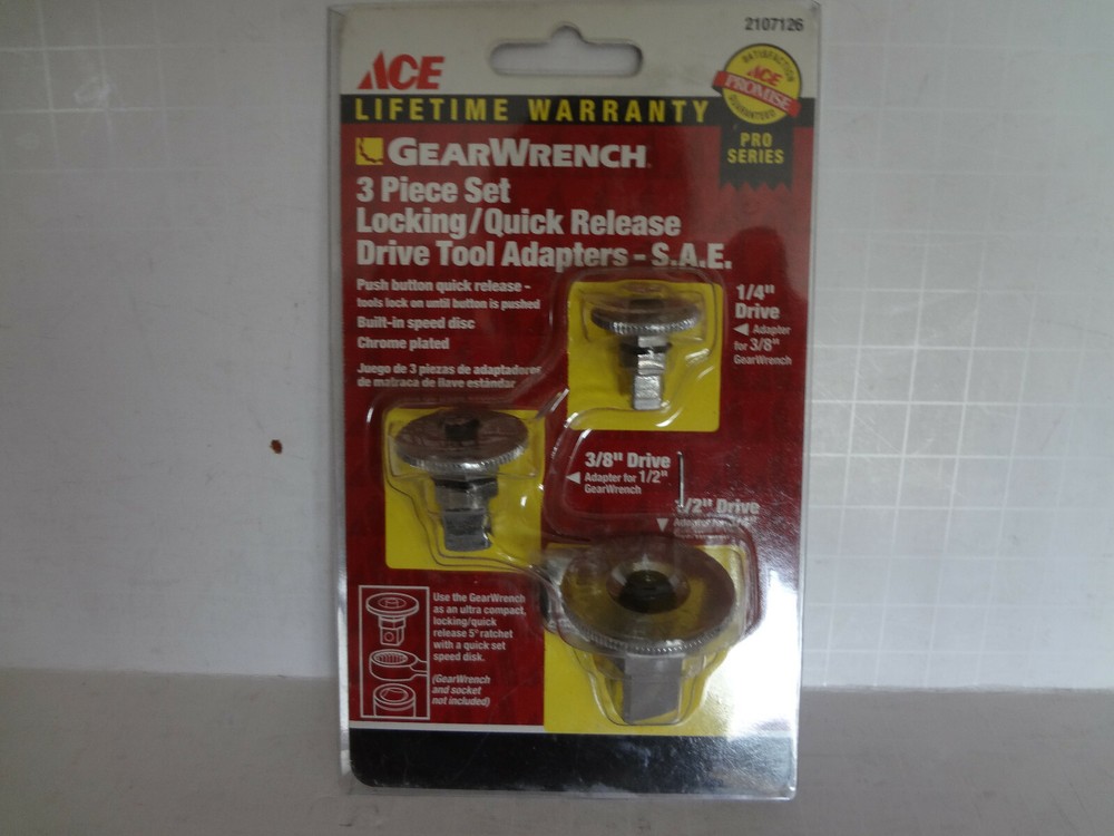 Ace 3 Pc. Locking Quick Release Drive Tool Adapter Set (2107126)