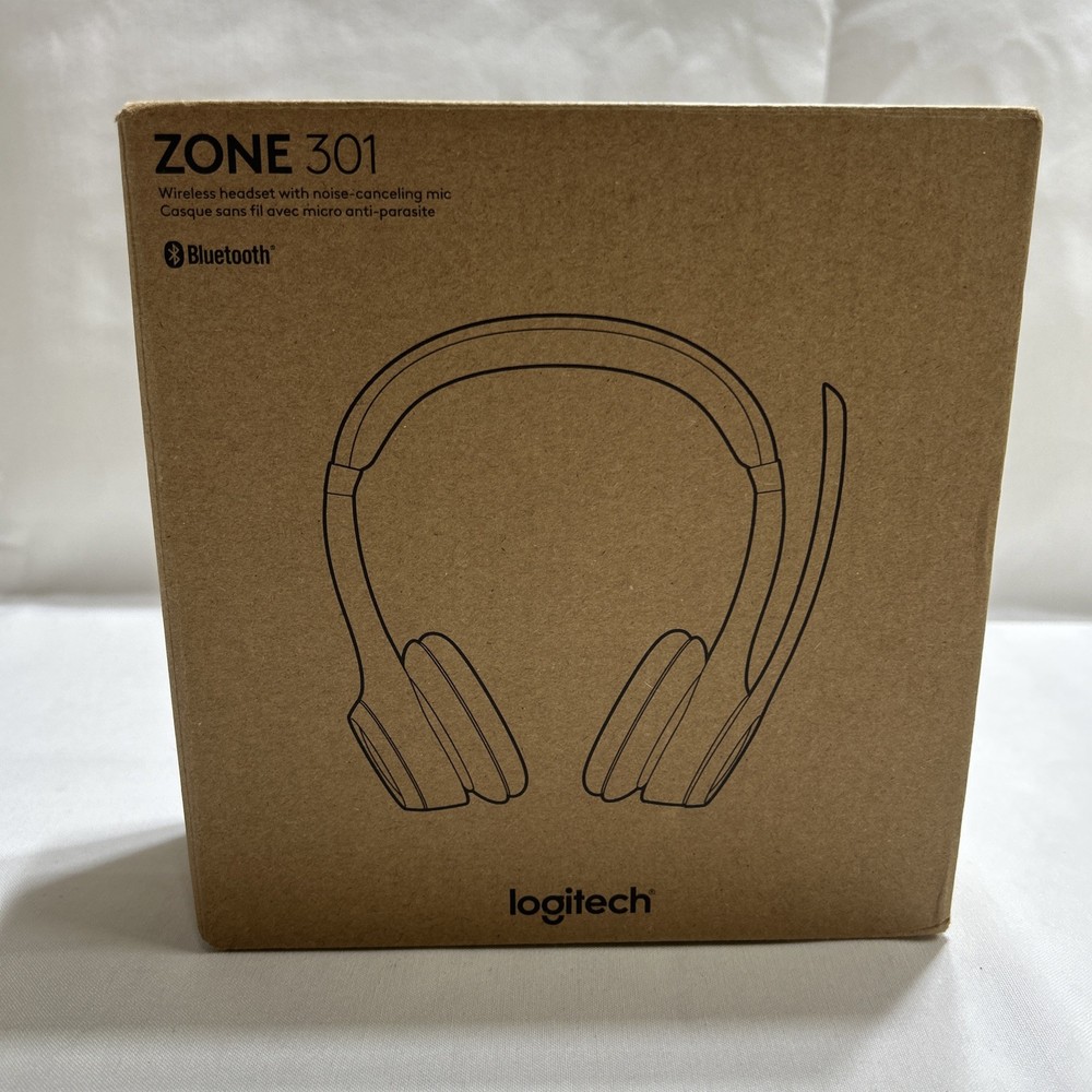 Logitech Zone 301 Wireless Bluetooth Headset w/ Noise-Canceling Mic NEW Open Box