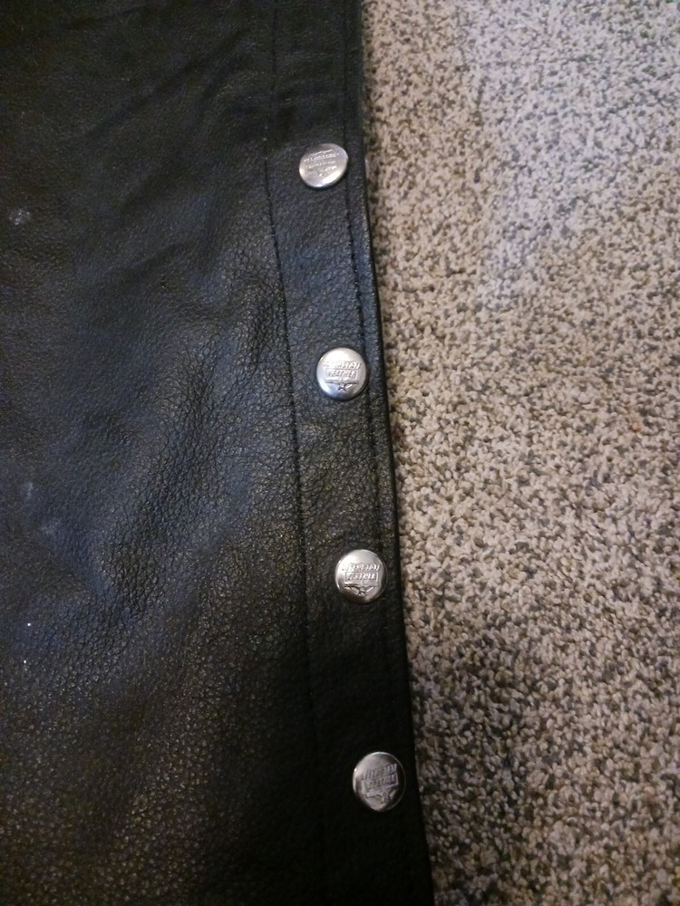 Vintage Interstate Leather Chaps Biker Motorcycle Unisex Black Medium