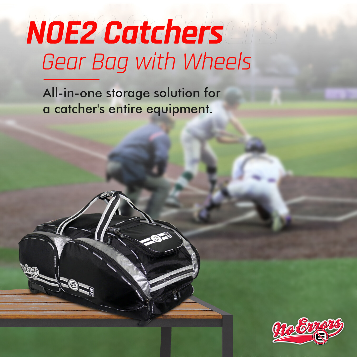 No Errors NOE2 Catchers Gear Bag with Wheels - Large Bag for Equipment & Helmet