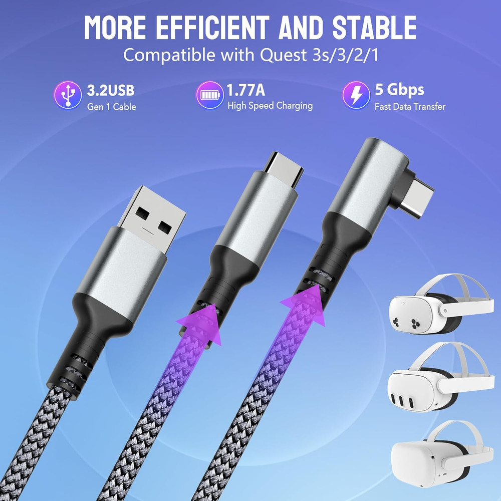 Link Cable for Meta/Oculus Quest 3s/3/2, 16FT Charging Cable Link, Connects Ques