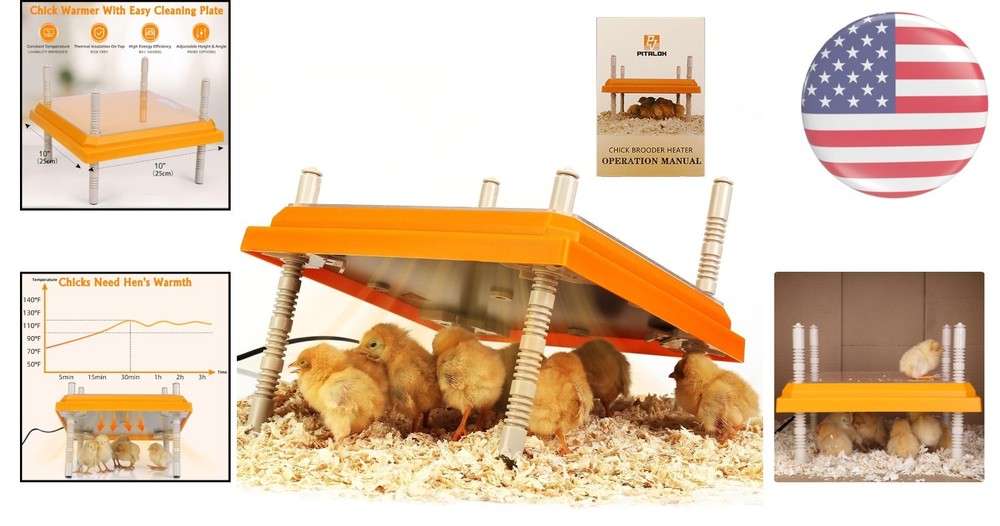 Durable Brooder Heater for Chicks - Height Adjustable & Effortlessly Clean 10x10