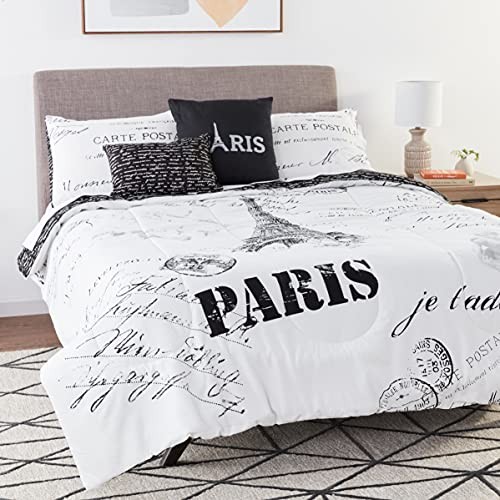 J'Adore 5-Piece Comforter Set, Full Black and White
