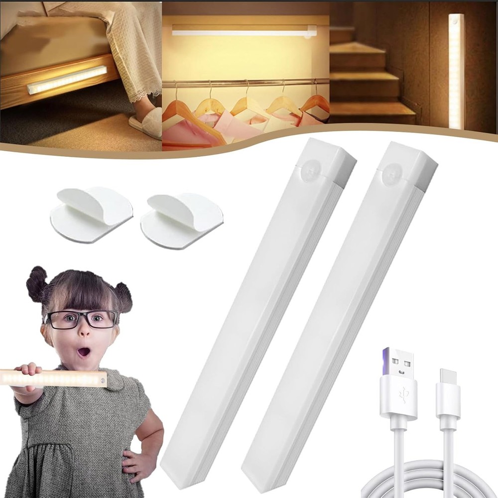 2x LED Motion Sensor Light Motion Sensor Smart Cabinet Lighting Wireless Indoor