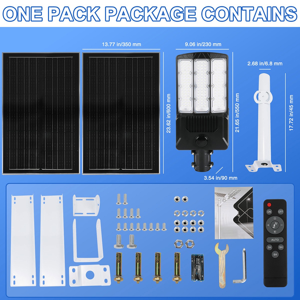 LED 16000W Commercial Solar Street Lights Outdoor Dusk to Dawn parking lot light