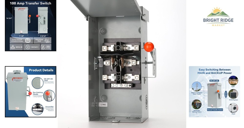 Galvanized Iron Transfer Switch for 240 Volt Power with Normally Closed Contact