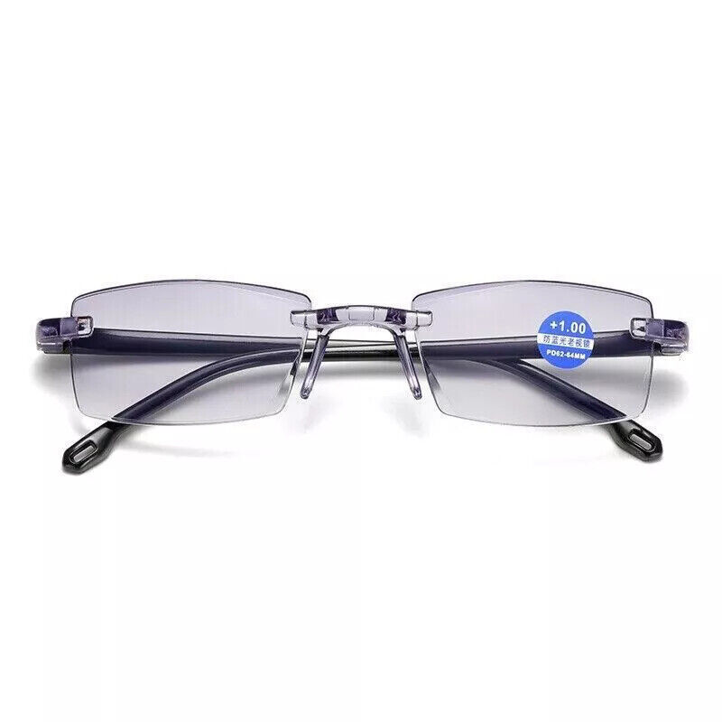 10pcs Rectangular Rimless Blue Light Blocking Reading Glasses Unisex Readers