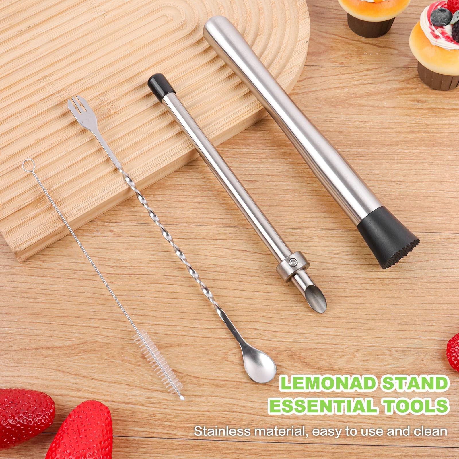 4Pcs Muddler for Cocktails, 10" and Long Handle Bar m, Silver