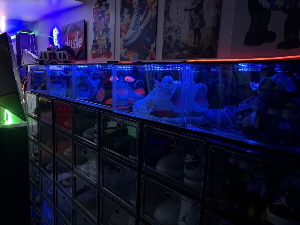 Two Kicks & Co. Stackable Sneaker RGB Led Display Case Magnetic, Link Multiple