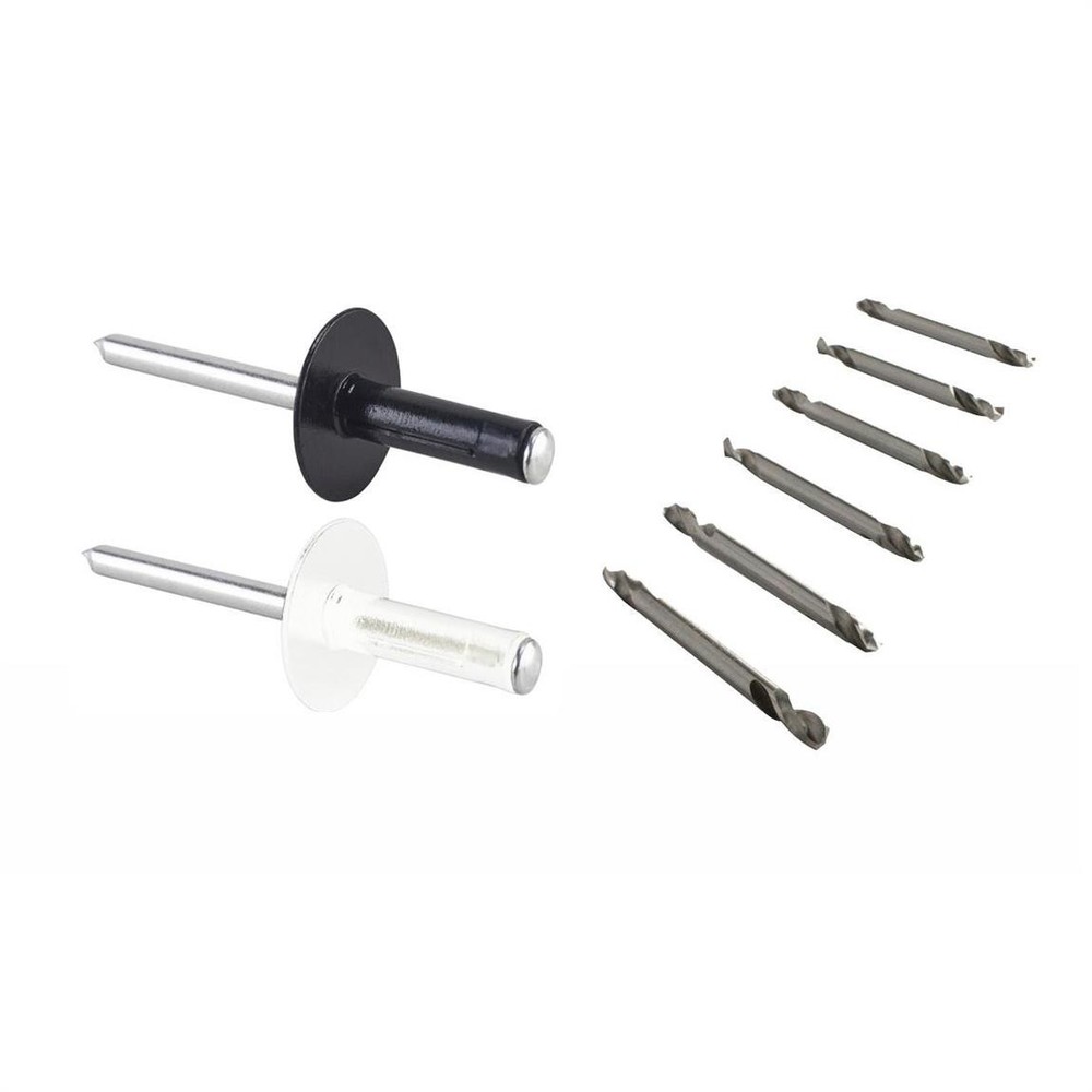 Speedway White & Black Exploding Head Rivets w/Double Ended Bits