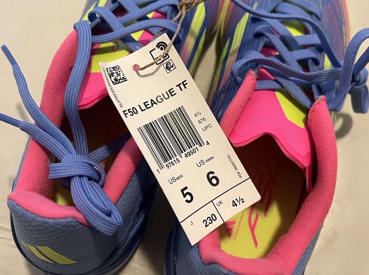 adidas F50 LEAGUE TURF BLUE FUSION LUCID LEMON LUCID PINK SIZE 5 MEN IE1230 NEW