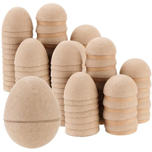 TAICHEUT 50 PCS Brown Paper Mache Easter Eggs, 3 Inch Paintable Easter Eggs,