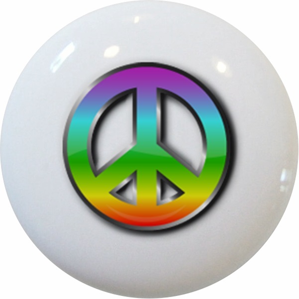 PEACE Sign CABINET Drawer Pull KNOB Ceramic NEW